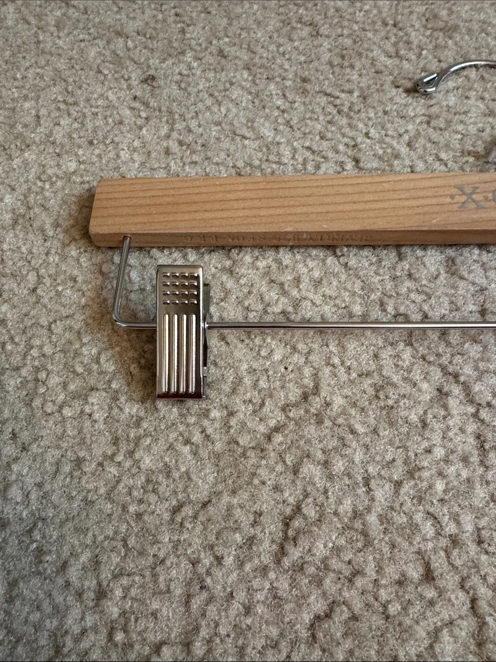 XOXO Wooden Pant Hanger with Metal Clips - Natural Wood & Silver